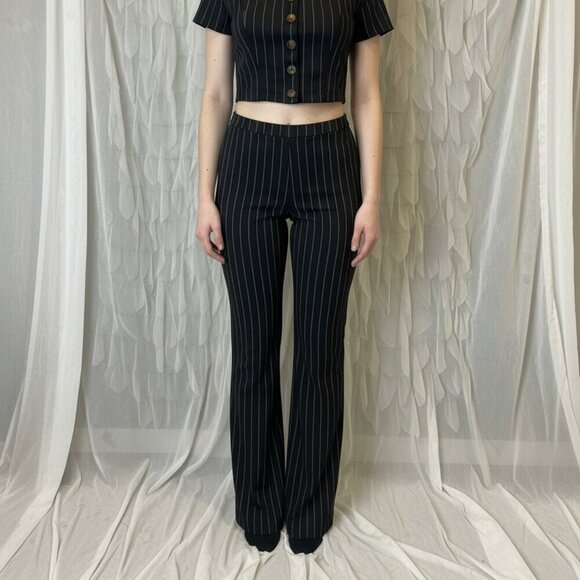 Hollister Black Pinstripe Straight-Leg Pants | Women’s Small - Picture 1 of 3